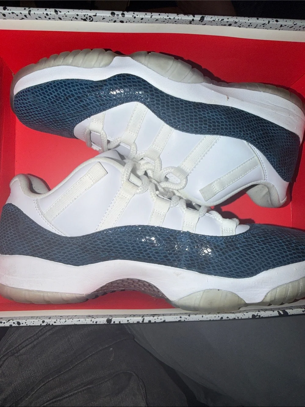 Men’s White and Blue Jordan 11 lows